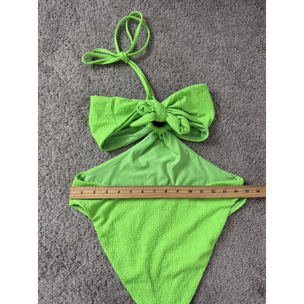 Mara‎ Hoffman Swimsuit Sz L Blanca Cutout One Piece Swimsuit Lime Green Textured